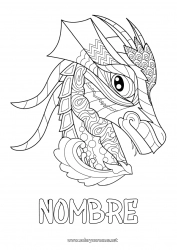 Colorear gratis Dragón Zentangle Dragones, unicornios y animales fantásticos Cabeza