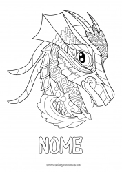 Disegno gratuito Drago Animale Zentangle Draghi, unicorni e animali fantastici Testa