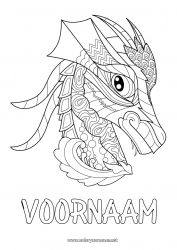 Gratis tekening Draak Dier Zentangle Draken, eenhoorns en fantastische dieren Hoofd