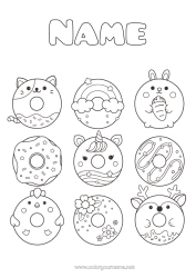 Free colouring Cat Cute Unicorn Rabbit Animal Rainbow Doughnuts Treats, sweets Dogs and cats Dragons, unicorns, and fantastical creatures Forest animals Deer