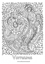 Kostenlose Malvorlage Blumen Herz Ich liebe dich Komplexe Ausmalbilder Zentangle