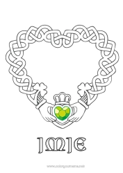 Kolorowanka do personalizacji Serce Irlandia Święto Świętego Patryka Wielkie serce Celtycki