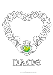 Colouring to customise Heart Ireland St Patrick's Day Big Heart Celtic