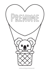 Desen liber de colorat Inimă Animal Koala Balon cu aer cald Alte animale din lume Vehicule aeriene