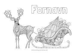 Gratis tegning Rensdyr Slæde Mandala Jul Skovens dyr