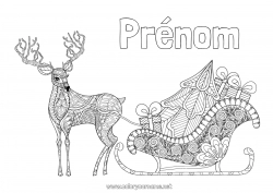 Coloriage gratuit Renne Traîneau Mandala Noël Animaux de la forêt