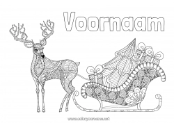 Gratis kleurplaat Rendier Slee Mandala Kerstmis Bosdieren