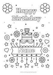 Free colouring Cake Birthday Happy birthday message