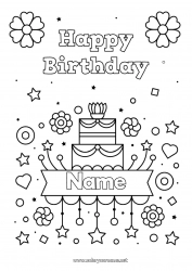 Free coloring Cake Birthday Happy Birthday (English) Message