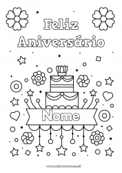 Desenho para personalizar Bolo Aniversário Feliz aniversário (francês) Mensagem