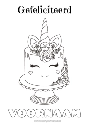 Kleurplaat aanpassen Taart Verjaardag Kawaii Eenhoorn Dier Verjaardag (Frans) Bericht Draken, eenhoorns en fantastische dieren