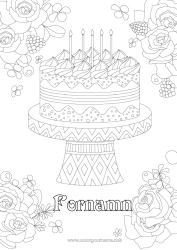 Gratis färgläggning Blommor Kaka Födelsedag Komplexa målarbilder Zentangle