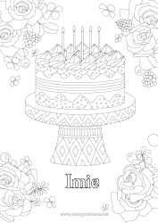 Rysunek za darmo Kwiaty Ciasto Urodziny Złożone kolorowanki Zentangle