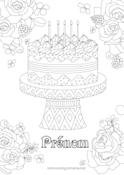 Coloriage gratuit Fleurs Gâteau Anniversaire Coloriages complexes Zentangle