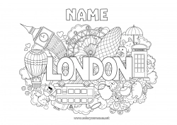 Free coloring Mandala Kawaii Geography London United Kingdom