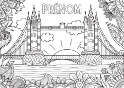 Coloriage à personnaliser Calme et zen Londres Royaume-Uni Coloriages complexes Pont