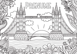 Pagină de colorat personalizată Liniștit și zen Londra Regatul Unit Desene de colorat complexe Pod