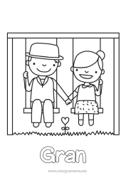 Free colouring Games and toys Swing Couple