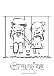 Child coloring page Games and toys Swing Couple