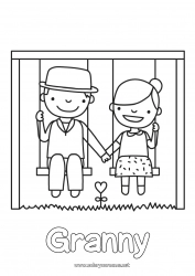 Child coloring page Games and toys Swing Couple