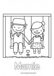 Coloriage enfant Jeux et jouets Balançoire Couple