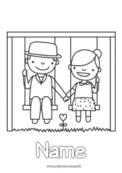 Free coloring Games and toys Swing Couple