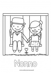 Pagina da colorare per bambini Giochi e giocattoli Altalena Coppia