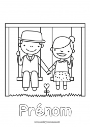 Coloriage enfant Jeux et jouets Balançoire Couple