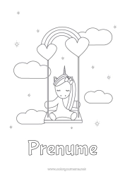 Pagină de colorat personalizată Inimă Unicornă Animal Dragoni, unicorni și animale fantastice Jocuri și jucării Leagăn