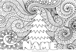 Free colouring Winter Christmas tree Mandala Christmas Decorative background