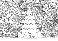 Free drawing Winter Christmas tree Mandala Christmas Decorative background
