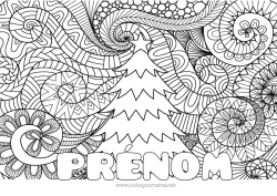 Coloriage gratuit Hiver Sapin de Noël Mandala Noël Fond décoratif