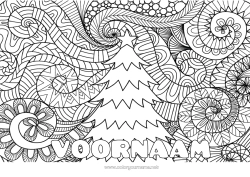 Gratis kleurplaat Winter Kerstboom Mandala Kerstmis Decoratieve achtergrond