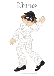 Colouring to customise Disguise Carnival Easy Colouring Pages Harlequin