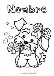 Dibujo libre Lindo Flores Corazón Perro Animales Dibujos fáciles para colorear Perros y gatos