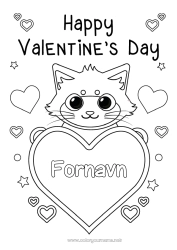 Gratis tegning Hjerte Katt Valentinsdagen Stort hjerte Hunder og katter