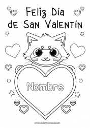 Dibujo libre Corazón Cat Día de San Valentín Gran corazón Perros y gatos