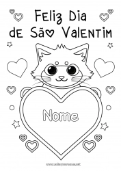 Desenho grátis Coração Gato Dia dos Namorados Grande coração Cães e gatos