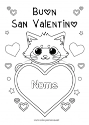 Disegno gratuito Cuore Gatto San Valentino Grande cuore CanI e gatti