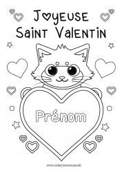 Dessin gratuit Coeur Chat Saint valentin Grand coeur Chiens et chats