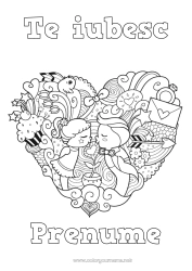 Pagină de colorat personalizată Inimă Drăguț Te iubesc. Ziua Îndrăgostiților Inimă mare