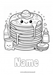 Coloring to customize Kawaii Candlemas, Shrove Tuesday, Pancake day Pancakes