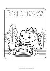 Farvelægningssiden tilpasning Monster Kawaii Dinosaurer Dyr Kyndelmisse Pandekager