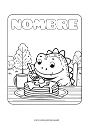 Colorear gratis Monstruo Kawaii Dinosaurios Animales Fiesta de la Candelaria Tortitas