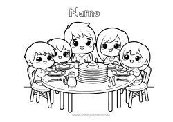 Free colouring Candlemas Pancakes Family