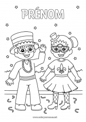 Coloriage gratuit Déguisement Masque Carnaval Chapeau