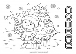 Colorear gratis Nieve Invierno árbol de Navidad Navidad Niño