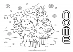 Disegno gratuito Neve Inverno Albero di Natale Natale Bambino