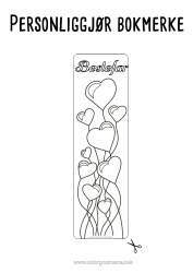 Gratis fargelegging Hjerte God fest! Ballonger Jeg elsker deg. Valentinsdagen Bokmerke