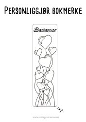Gratis fargelegging Hjerte God fest! Ballonger Jeg elsker deg. Valentinsdagen Bokmerke